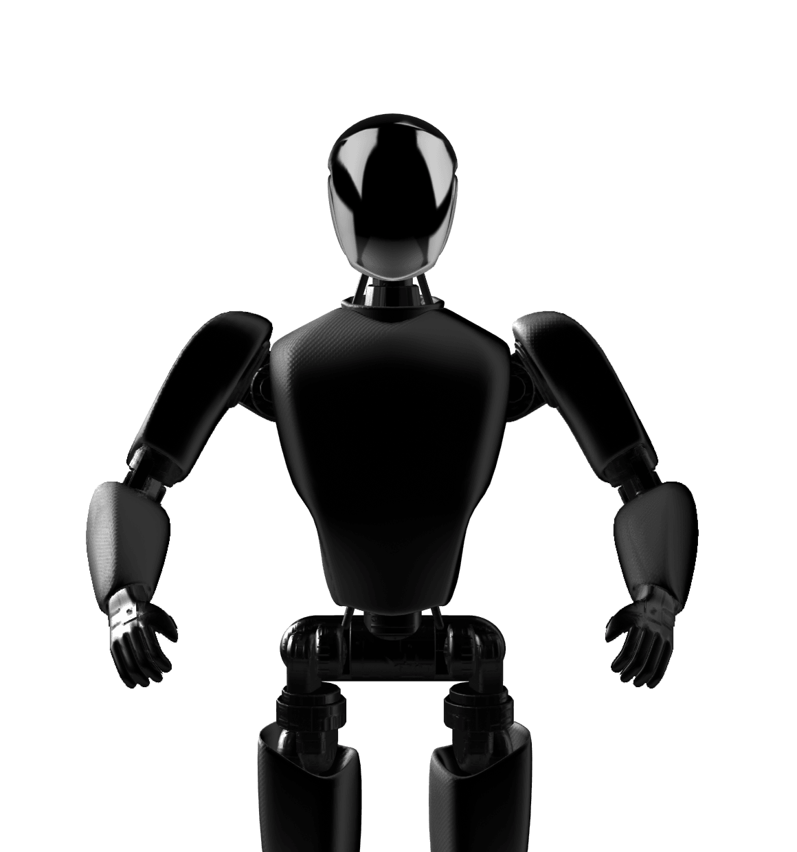 Asistente 3D de Guild System IA: robot humanoide en pose neutral.